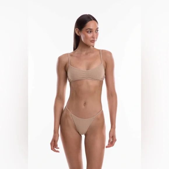 tj swim black ribbed bikini - ruched kora terry - S - like new - Picture 5 of 5